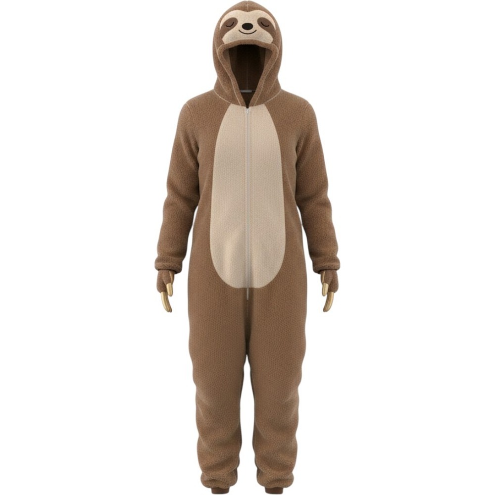 Way to Celebrate Sloth Halloween Costume Union Suit Brown Fleece Large 12-14